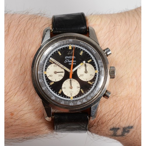 210 - Enicar Sherpa Graph 300, MkIIA, a stainless steel chronograph manual wind gentleman's wristwatch, re... 