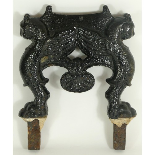 234 - A Victorian iron bird scarer in the form of a cat together with a Victorian cast iron boot scraper. ... 