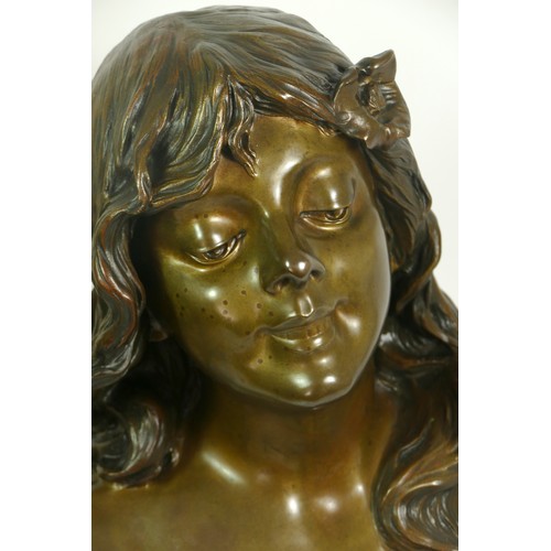 247 - V. Bonany, Paris, a bronze bust entitled Reve, signed and dated 1900, 54cm