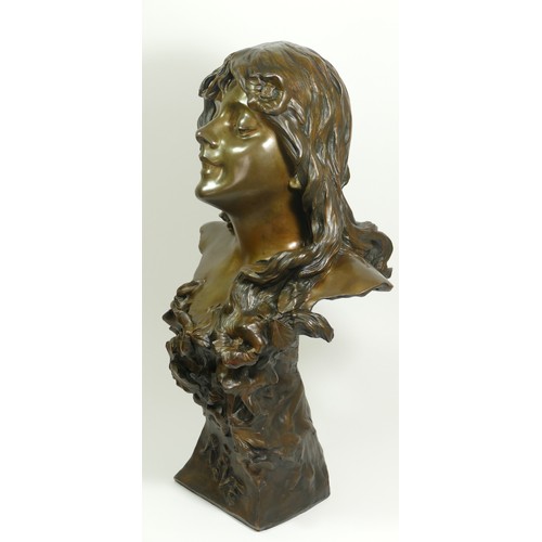 247 - V. Bonany, Paris, a bronze bust entitled Reve, signed and dated 1900, 54cm