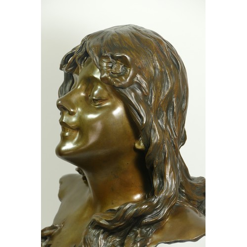 247 - V. Bonany, Paris, a bronze bust entitled Reve, signed and dated 1900, 54cm