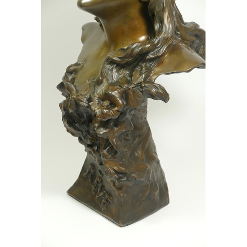 247 - V. Bonany, Paris, a bronze bust entitled Reve, signed and dated 1900, 54cm