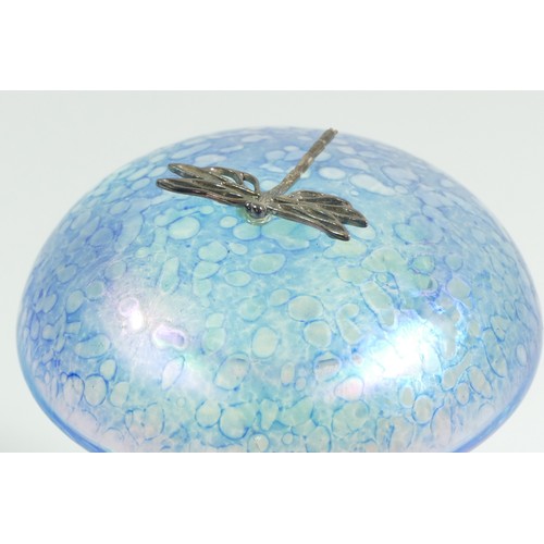 253 - A John Ditchfield glasform glass paperweight, in the form of a mushroom, iridescent blue, purple and... 