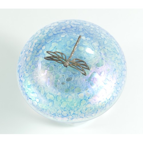 253 - A John Ditchfield glasform glass paperweight, in the form of a mushroom, iridescent blue, purple and... 