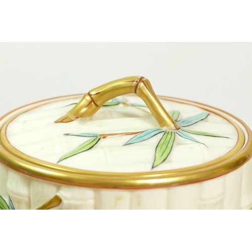 269 - A Royal Worcester bamboo biscuit barrel, with gilt highlights, impressed mark, 16 x 14cm