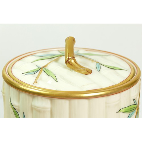 269 - A Royal Worcester bamboo biscuit barrel, with gilt highlights, impressed mark, 16 x 14cm