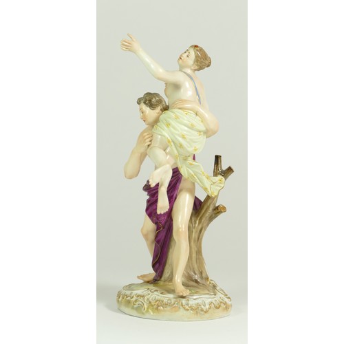 278 - A Meissen porcelain figurine, circa. 1750, 'Rape of Sabine', blue crossed swords mark and model no. ... 