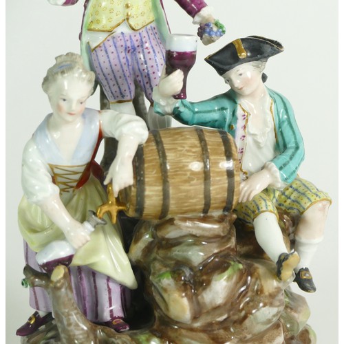 279 - A Meissen figural group, 'Three Winemakers'. Sculptor Michael Victor Alier, circa. 1770, underglaze ... 