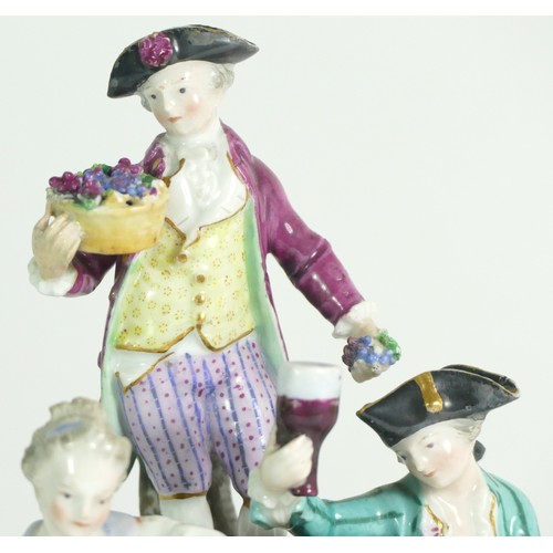 279 - A Meissen figural group, 'Three Winemakers'. Sculptor Michael Victor Alier, circa. 1770, underglaze ... 