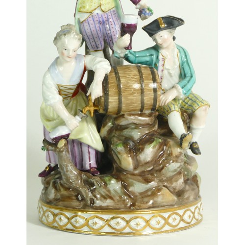 279 - A Meissen figural group, 'Three Winemakers'. Sculptor Michael Victor Alier, circa. 1770, underglaze ... 