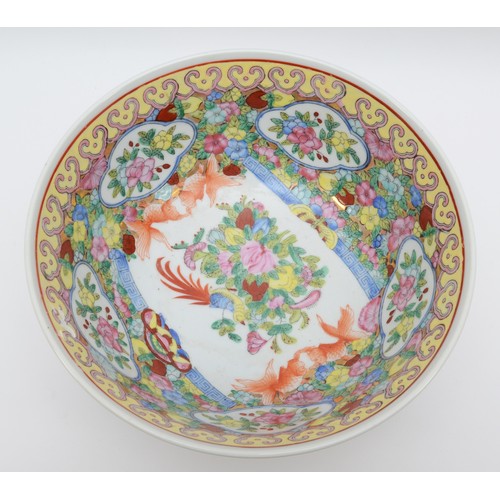 324 - A Chinese Canton porcelain bowl, densely hand decorated famille rose design, circa late 19th century... 