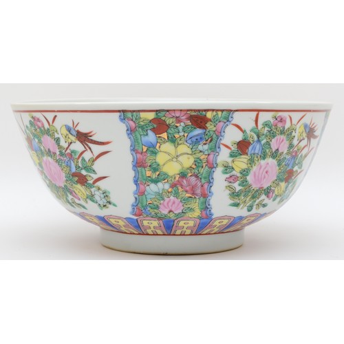 324 - A Chinese Canton porcelain bowl, densely hand decorated famille rose design, circa late 19th century... 