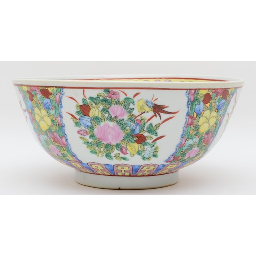 324 - A Chinese Canton porcelain bowl, densely hand decorated famille rose design, circa late 19th century... 