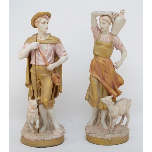 283 - A pair of Royal Dux figures of Shepherd and Shepherdess, early 20th century, models 72340 and 12339,... 