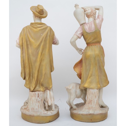 283 - A pair of Royal Dux figures of Shepherd and Shepherdess, early 20th century, models 72340 and 12339,... 