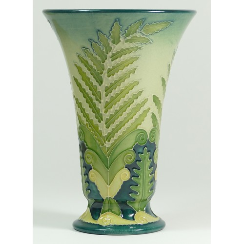 286 - A Moorcroft limited edition New Zealand Ponga or Silver Fern vase pattern trial vase, the cylindrica... 