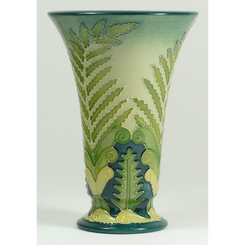 286 - A Moorcroft limited edition New Zealand Ponga or Silver Fern vase pattern trial vase, the cylindrica... 