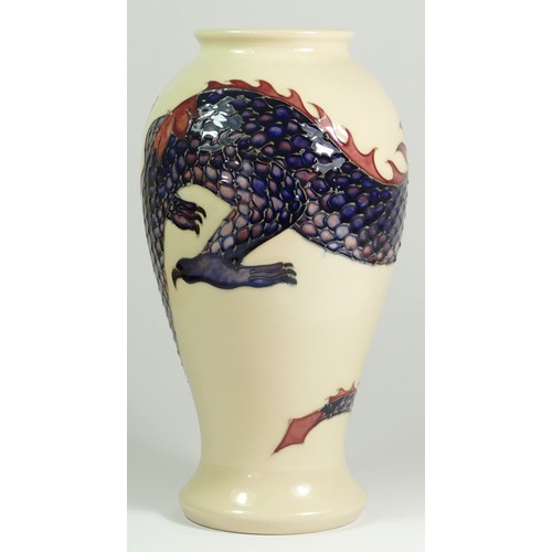 289 - A Moorcroft dragon pattern vase, circa 1987, designed by Trevor Critchlow, painted factory marks, 26... 