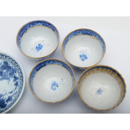 329 - A collection of Chinese blue & white porcelain pieces, to include four pagoda pattern tea bowls, one... 