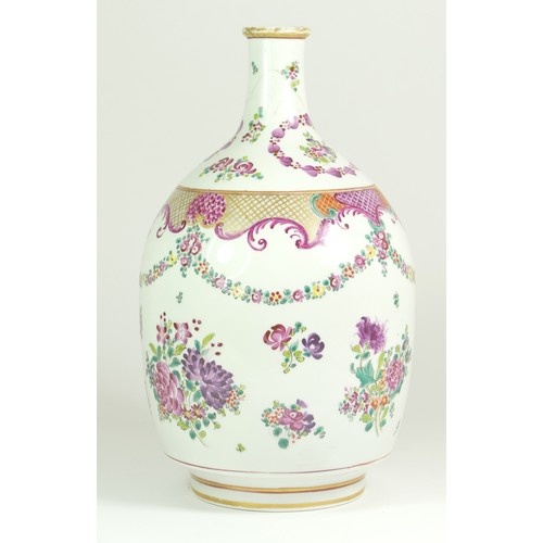 335 - A Chinese Tianqiuping form, Qing Famille Rose, vase circa. 1900, painted an enamelled in the rose Ca... 