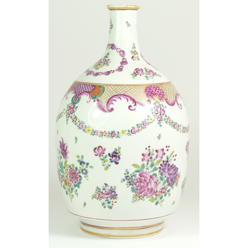 335 - A Chinese Tianqiuping form, Qing Famille Rose, vase circa. 1900, painted an enamelled in the rose Ca... 