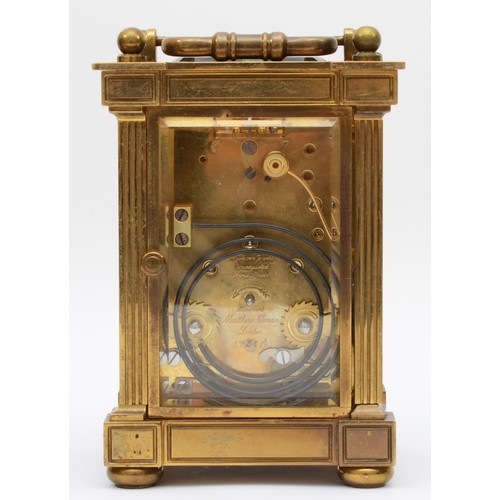 367 - Swiss Matthew Norman 1751A Striking Repeater Grande Corniche carriage clock, the enamel dial with Ro... 