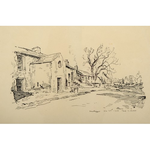 409 - Fred Lawson (1888-1968), Newbiggin, nr Leyburn, pen and ink, signed  and dated 1948, 24 x 35cm and a... 