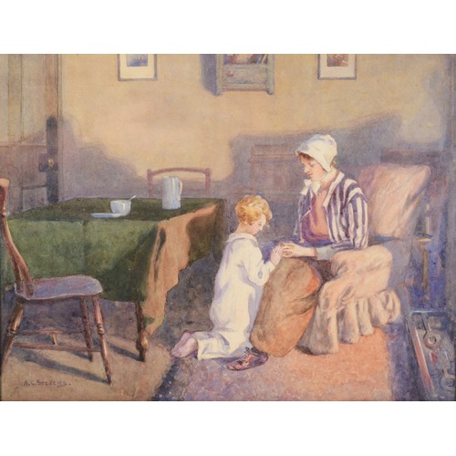 413 - Albert George Stevens (Staithes Group 1863-1925), Bedtime, watercolour, signed, 22cm x 29cm