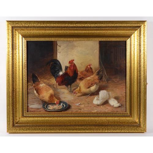 506 - Henry Garland (fl. 1854-1890), chickens and doves, oil on canvas, signed, 26 x 37cm