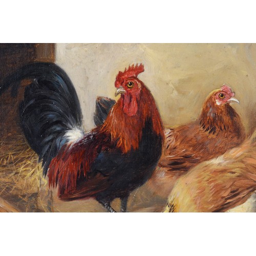 506 - Henry Garland (fl. 1854-1890), chickens and doves, oil on canvas, signed, 26 x 37cm