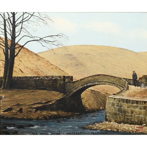 514 - Peter Brook, (1927 - 2009), Horse Bridge, Eastergate, Marsden, moorland landscape with man and dog, ... 