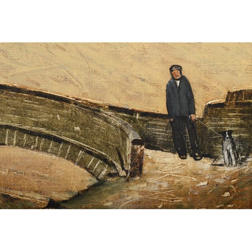 514 - Peter Brook, (1927 - 2009), Horse Bridge, Eastergate, Marsden, moorland landscape with man and dog, ... 