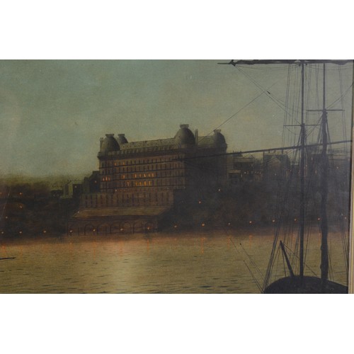 516 - Follower of John Atkinson Grimshaw (1836-1893), Grand Hotel Scarborough, oil on board, signed and da... 