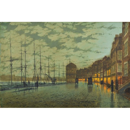 517 - Follower of John Atkinson Grimshaw (1836-1893), Shipping on the Clyde, oil on canvas, bears a signat... 