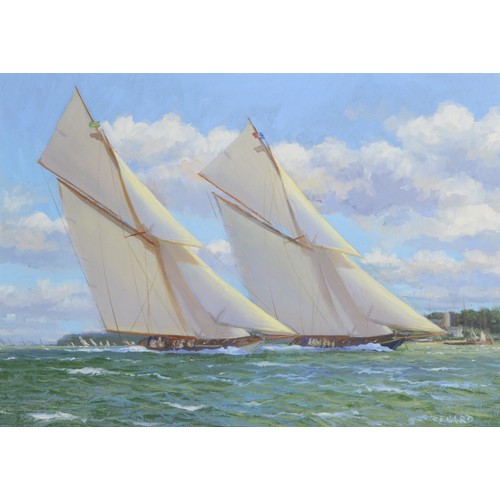 520 - Stephen J. Renard (b.1947), a pair, Racing of Norris Castle, signed, oil on paper, 19 x 27cm. ARR
Pr... 