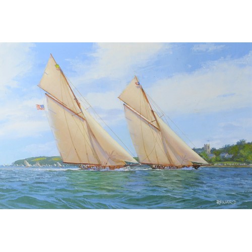 520 - Stephen J. Renard (b.1947), a pair, Racing of Norris Castle, signed, oil on paper, 19 x 27cm. ARR
Pr... 