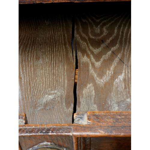 533 - A William III oak chest of drawers, having two short drawers over three graduated long drawers, moul... 