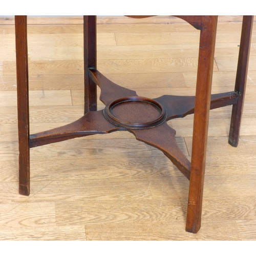 556 - A Victorian mahogany washstand, having single frieze drawer, with lower stretcher on stile supports.... 