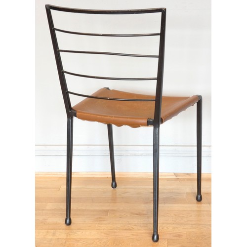 575 - A Ladderax chair by Robert Heals, c. 1960s, the black satin painted metal frame with tan leather sea... 