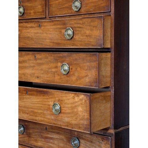 561 - A 19th century mahogany chest-on-chest, the base with three long graduated drawers below two short a... 