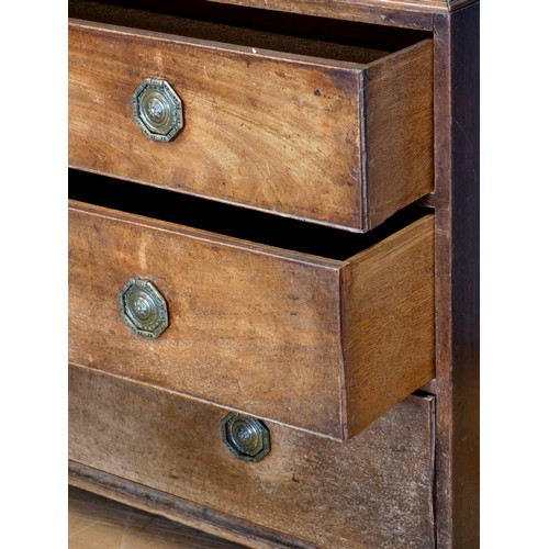 561 - A 19th century mahogany chest-on-chest, the base with three long graduated drawers below two short a... 