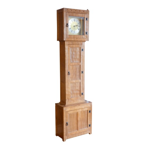 569 - A Peter 'Rabbitman' Heap of Wetwang English oak longcase clock, the oblong hood with half-penny styl... 