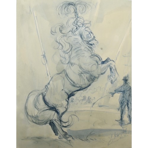 411 - Attributed to Dame Laura Knight RA, RWA, RE, PSWA, DBE (1877-1970), Doey, circus donkey, pencil and ... 