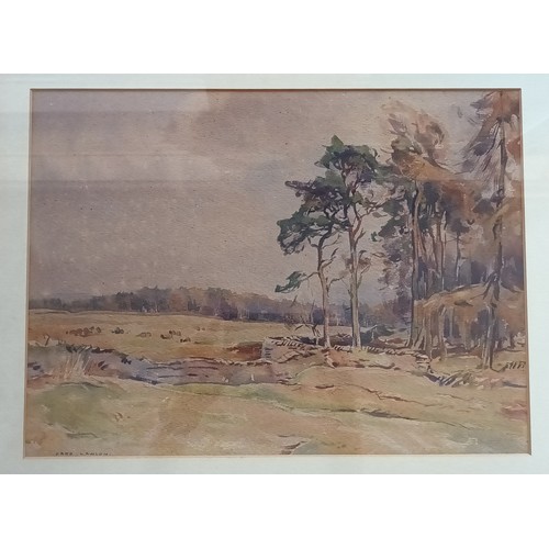 408 - Fred Lawson (1888-1968), man walking his dog, watercolour, signed, 18 x 24cm and another by the same... 