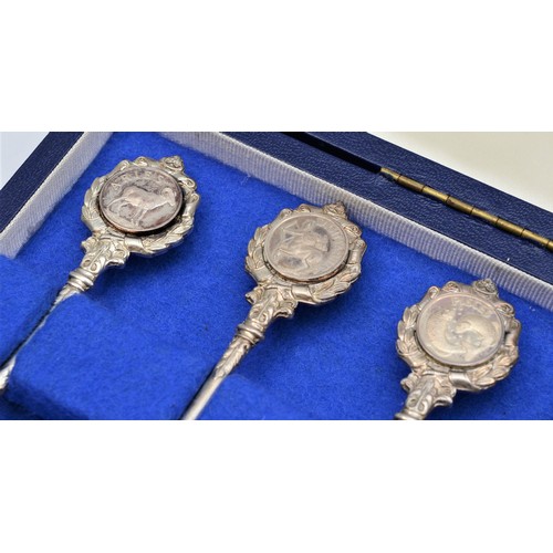 9 - A silver set of 12 Zodiac limited edition tea spoons, by David Cornell for John Pinches, London 1971... 