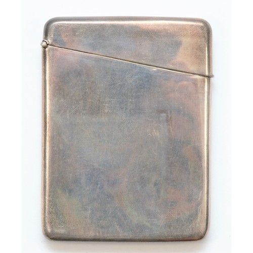 10 - An Edwardian silver card case, London 1903, of plain form, 9.5 x 7cm, 94gm