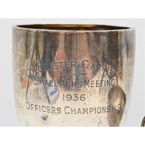 11 - Colchester Garrison interest; a silver two handled presentation trophy cup, Officers Team Championsh... 