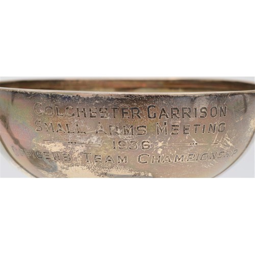 11 - Colchester Garrison interest; a silver two handled presentation trophy cup, Officers Team Championsh... 