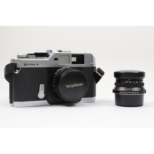 A Voigtlander Bessa-R 35mm film rangefinder camera, with a A Voigtlander Bessa-R 35mm film rangefinder camera, with a