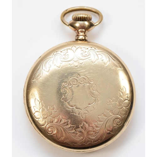 81 - Trenton, a gold plated keyless manual wind pocket watch, the movement signed Ingersoll Trenton, 48mm